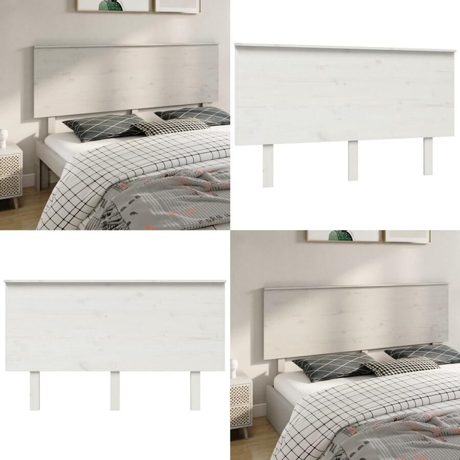 VidaXL Hoofdbord 184x6x82-5 cm massief grenenhout wit Hoofdbord Hoofdborden Hoofdeinde Houten Hoofdbord