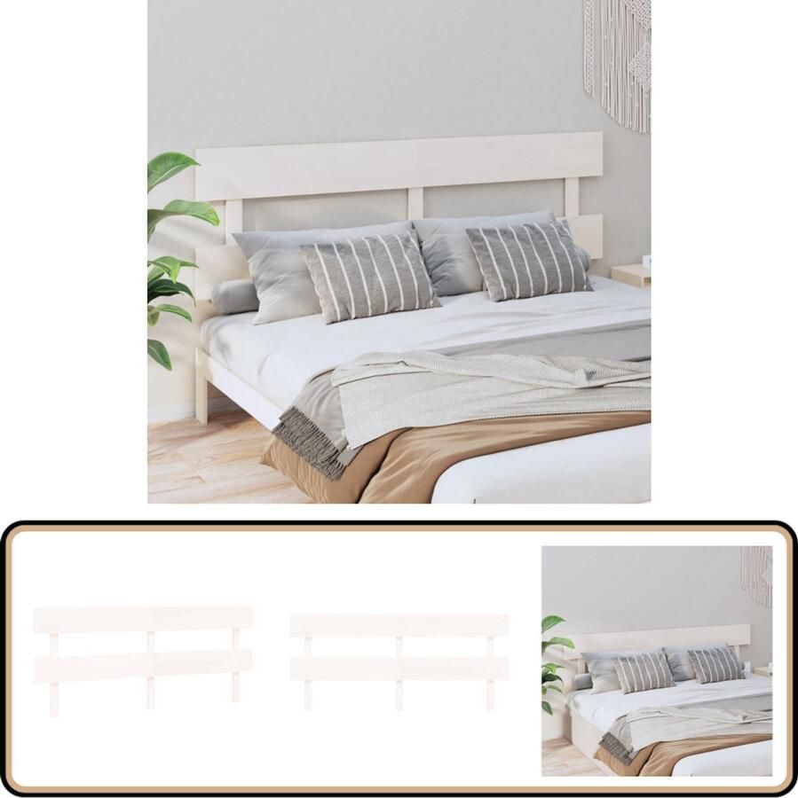 VidaXL Hoofdbord 184x81cm Massief Grenenhout Wit Houten Hoofdbord Hoofddekens Beddecoratie Slaapkamers Wit Meubilair