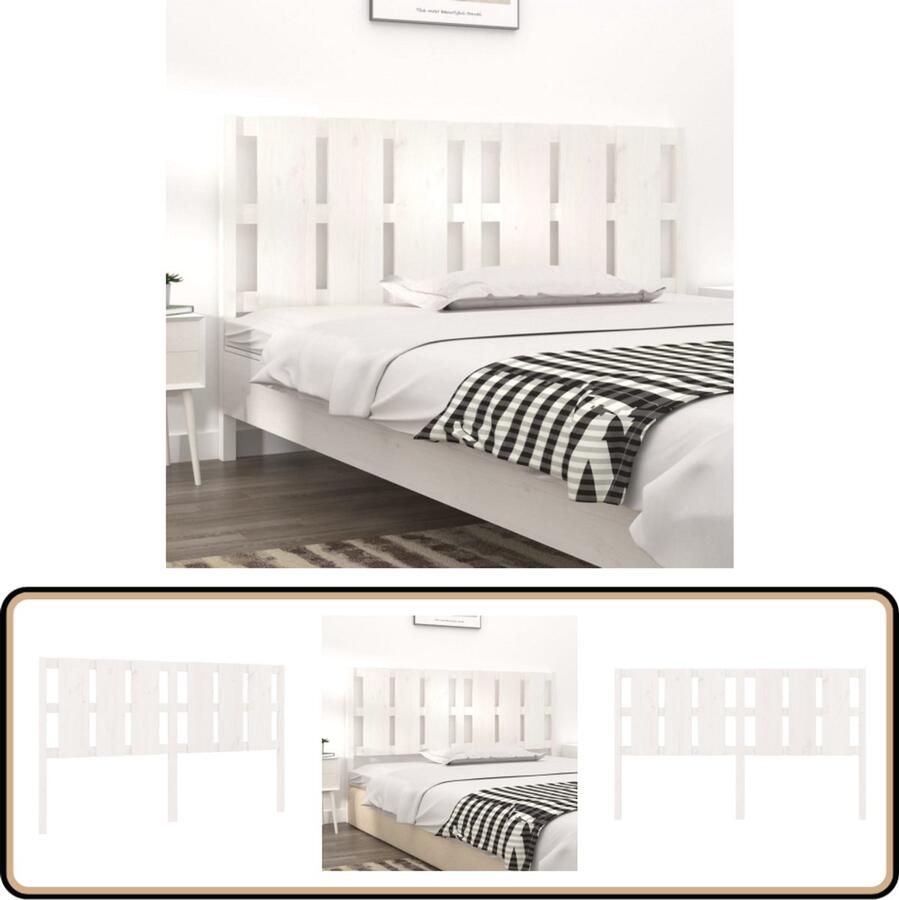 VidaXL Hoofdbord 185 5x100 cm Grenenhout Wit Houten Hoofdbord Hoofdeinde Massief Hout Rustic Decor Landelijke Stijl Witte Hoofdbord Bedroom Furniture Slaapkamerdecoratie Comfort Reading Support