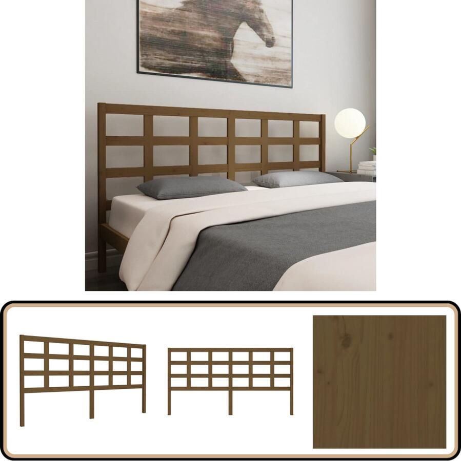 VidaXL Hoofdbord 185 5x100 cm honingbruin hout Houten Hoofdbord Hoofdeinde Grenenhout Honingbruin Bedroom Decor Slaapkamervloeren