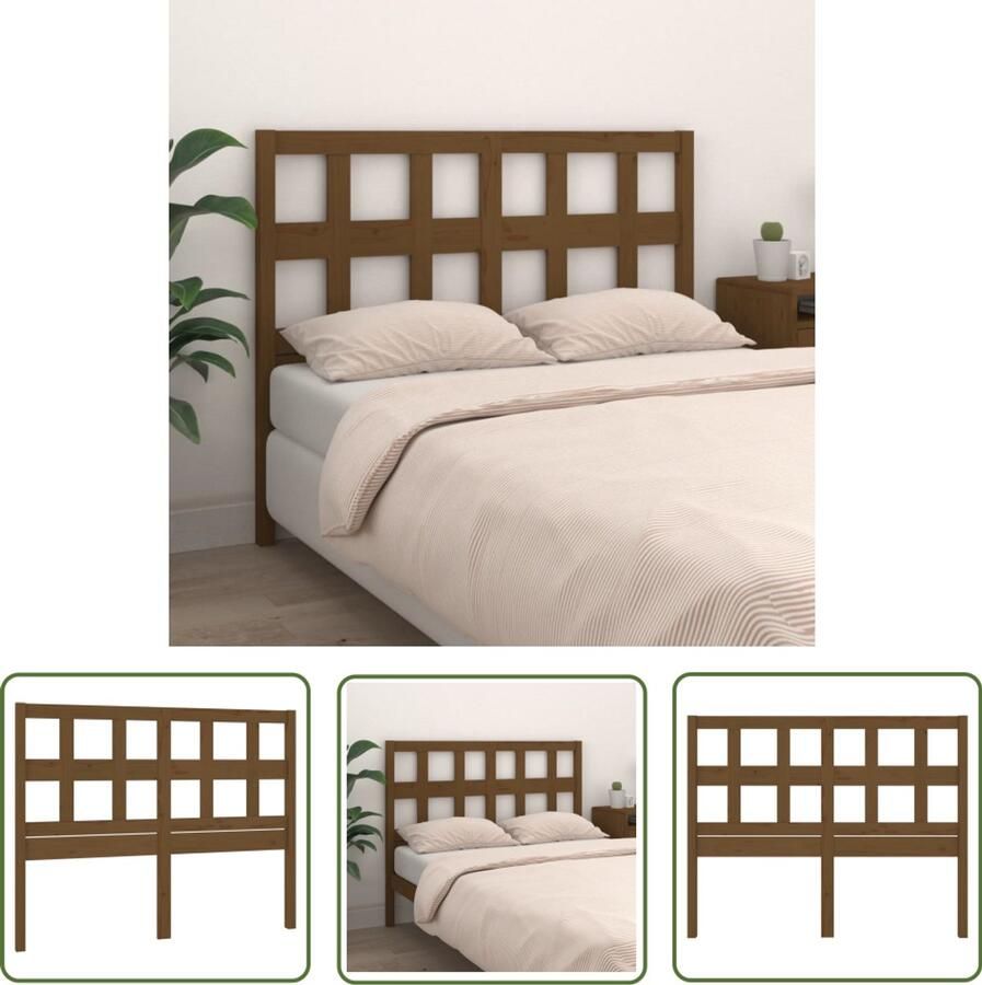 VidaXL Hoofdbord 185 5x4x100 cm Grenenhout Honingbruin Houten Hoofdeinde Hoofdboard Beddecoratie Slaapkamer Decoratie Grenenhout Meubilair Rustieke Woonstijl