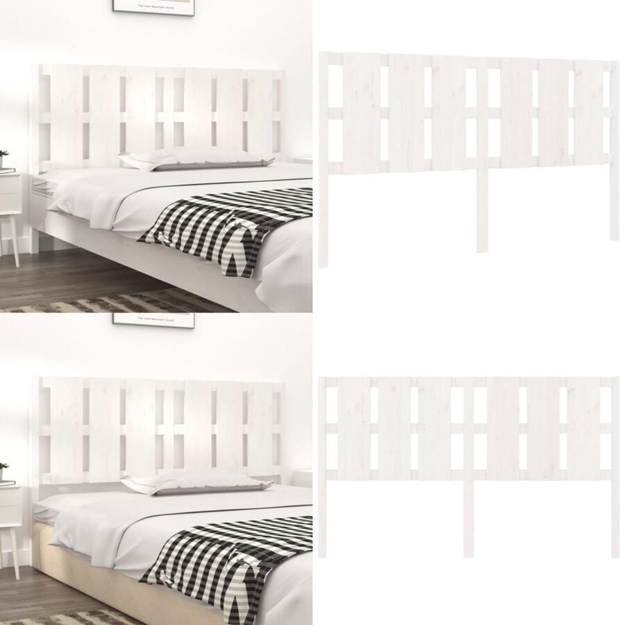 VidaXL Hoofdbord 185-5x4x100 cm massief grenenhout wit Hoofdbord Hoofdborden Hoofdeinde Houten Hoofdbord - Foto 2