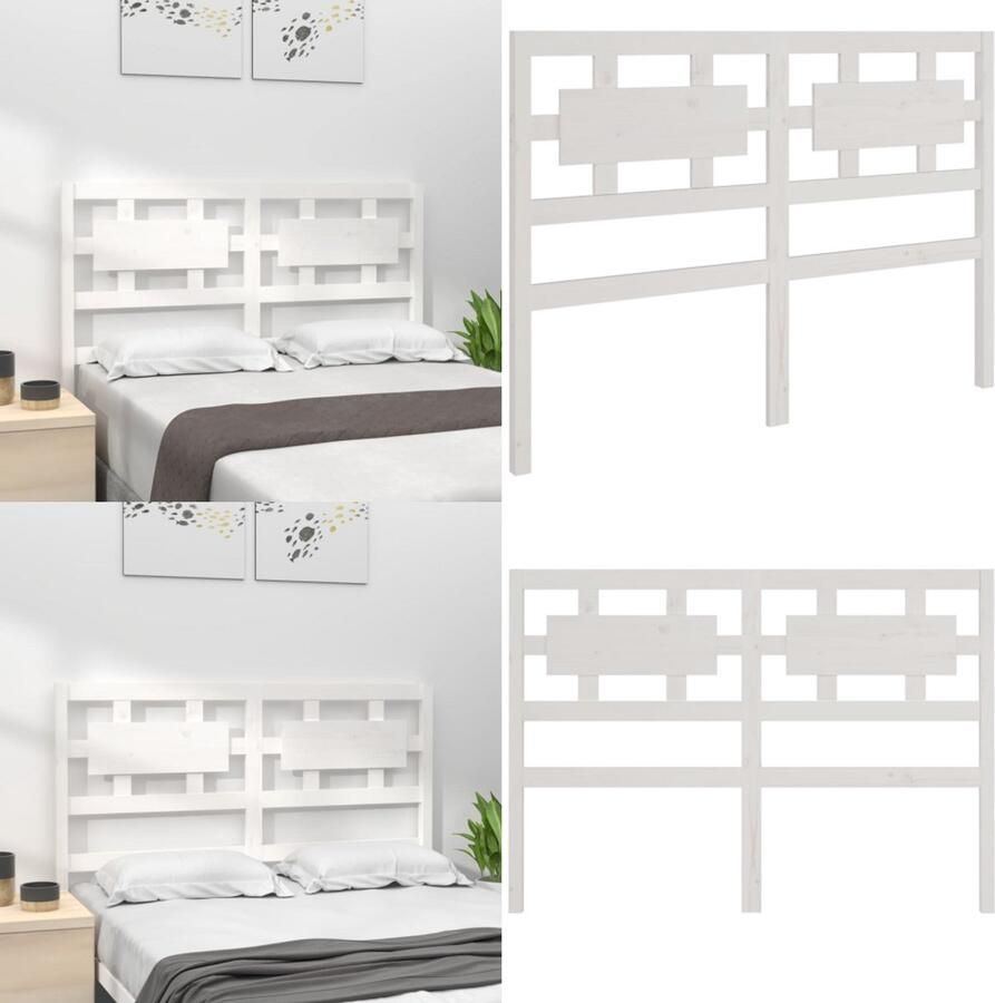 VidaXL Hoofdbord 185-5x4x100 cm massief grenenhout wit Hoofdbord Hoofdborden Hoofdeinde Houten Hoofdbord - Foto 3