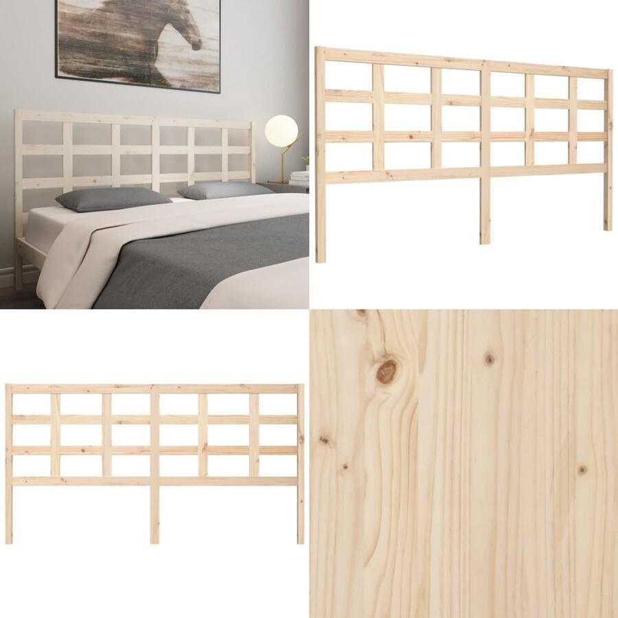 VidaXL Hoofdbord 185-5x4x100 cm massief grenenhout zwart Hoofdbord Hoofdborden Hoofdeinde Houten Hoofdbord - Foto 2