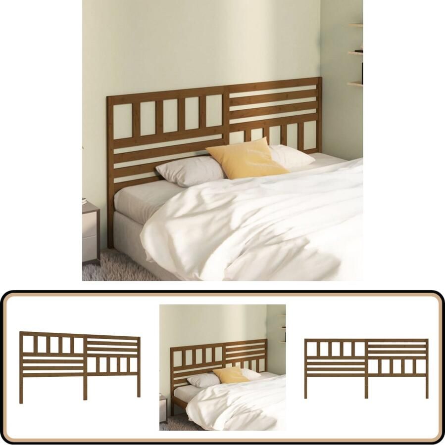 VidaXL Hoofdbord 186x100 cm Massief Grenenhout Houten Hoofdbord Hoofdeinde Grenenhout Bruine Hoofdbord Kamerdecoratie Slaapkamers Bed Accessoires Vintage Stijl Landelijke Stijl