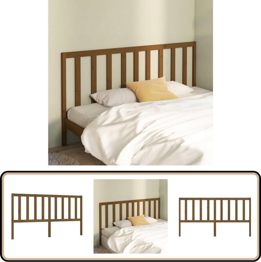 VidaXL Hoofdbord 186x100 cm Massief Grenenhout Houten Hoofdbord Klassieke Hoofdbord Hoofddekens Bedroom Decor Honey Brown Furniture
