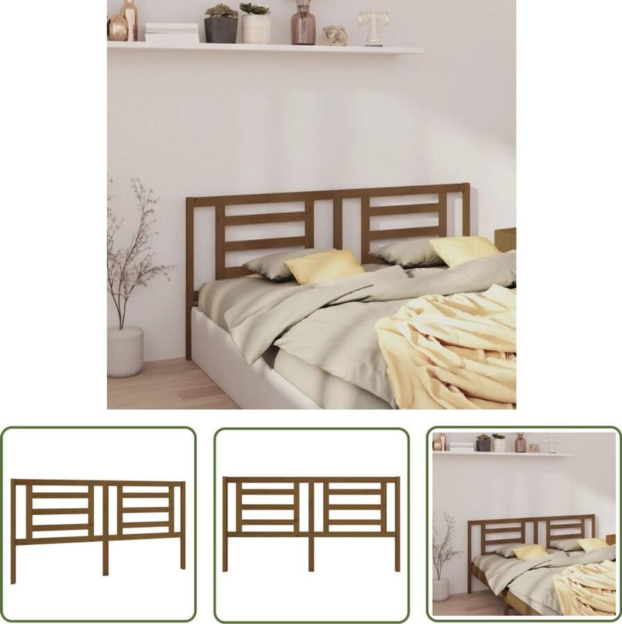 VidaXL Hoofdbord 186x100cm Massief Grenen Honingbruin Houten Hoofdbord Hoofddekens Beddecoratie Slaapkamers Grenenhout Meubilair Honingbruine Meubels Massief Hout