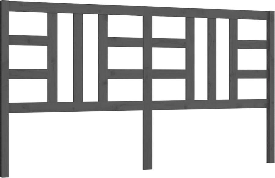VidaXL Hoofdbord 206x4x100 cm massief grenenhout grijs