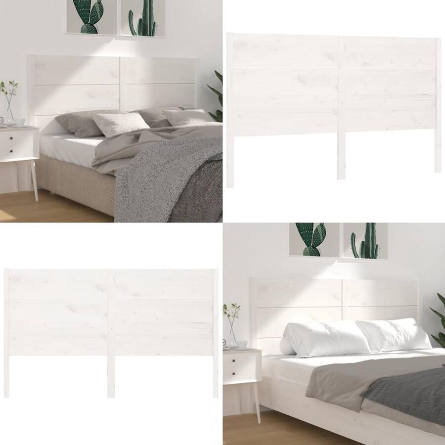 VidaXL Hoofdbord 186x4x100 cm massief grenenhout wit Hoofdbord Hoofdborden Hoofdeinde Houten Hoofdbord