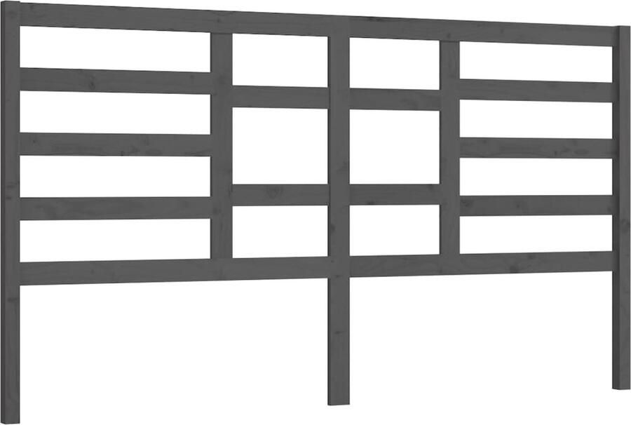 VidaXL Hoofdbord 206x4x104 cm Massief Grenenhout Grijs Houten Hoofdbord Hoofdeinde Hoofd Bord Klassieke Stijl Grijze Hoofdbord Grenenhout Slaapkamervloerisolator - Foto 2