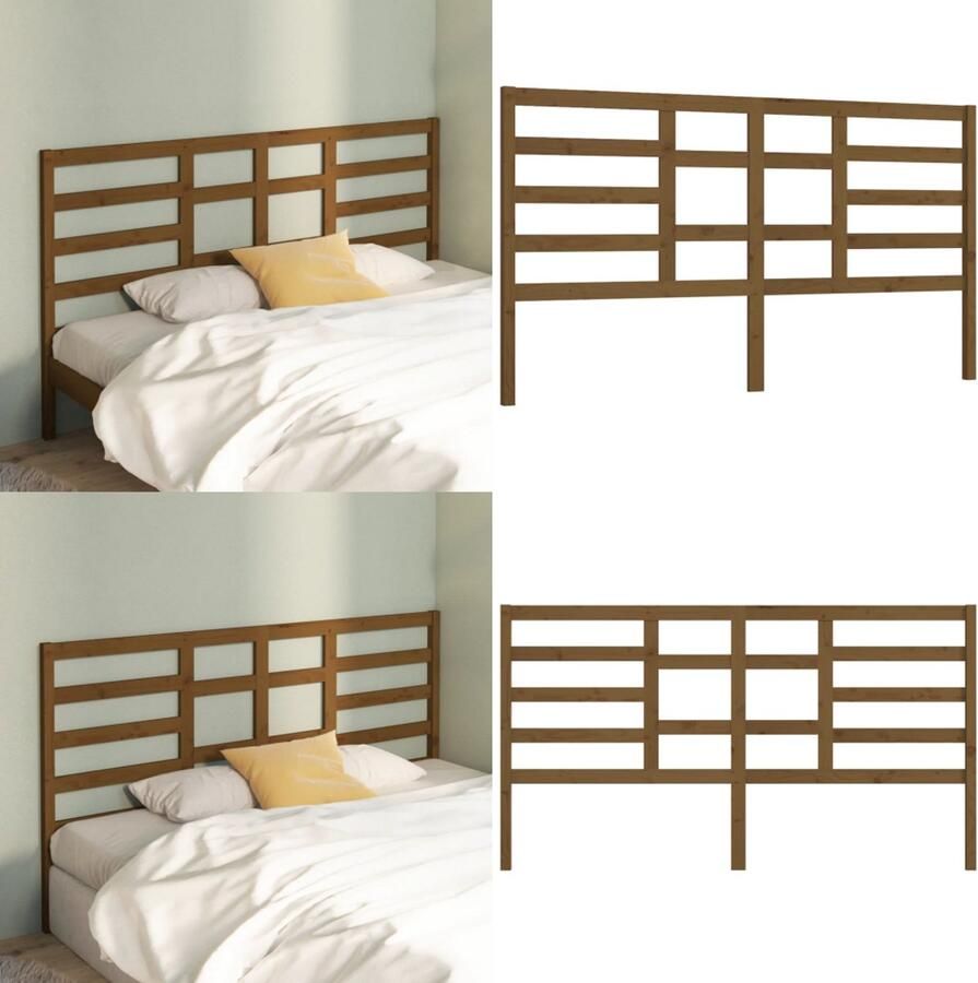 VidaXL Hoofdbord 186x4x104 cm massief grenenhout honingbruin Hoofdbord Hoofdborden Hoofdeinde Houten Hoofdbord