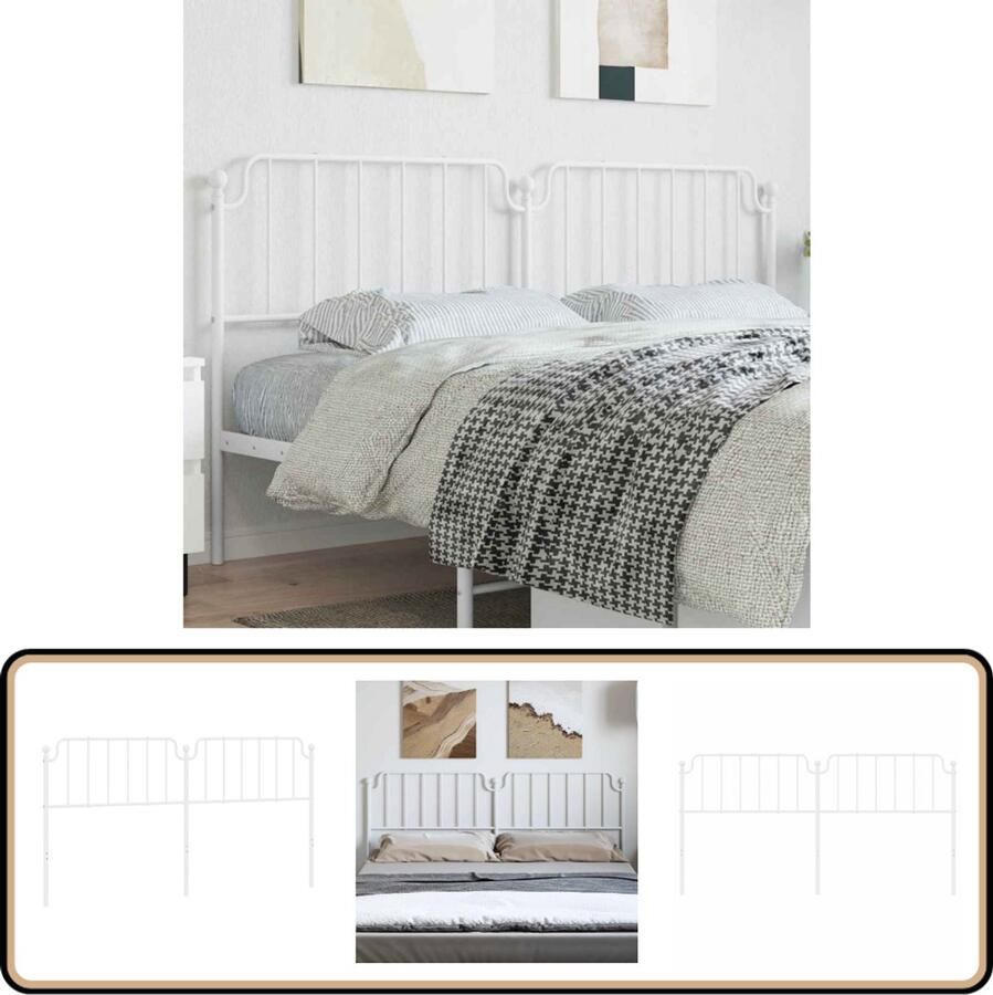 VidaXL Hoofdbord 193 cm Metaal Wit Hoofdbord Beddecoratie Hoofdbekleding Staal Wit