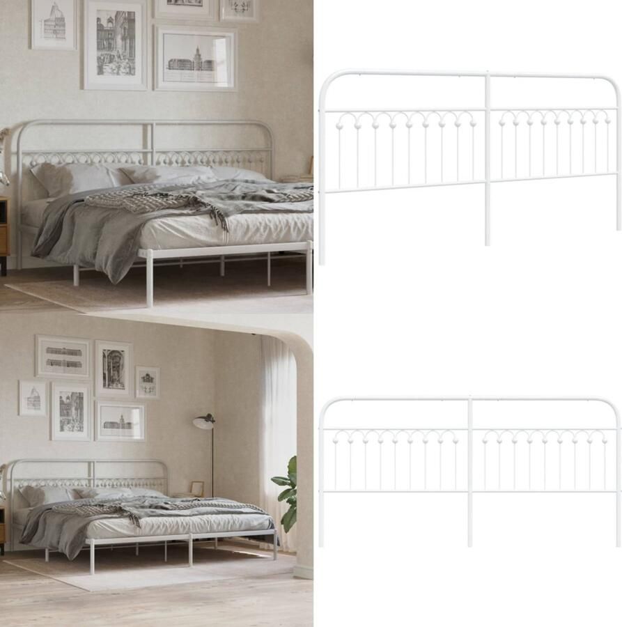 VidaXL Hoofdbord 193 cm metaal wit Hoofdbord Hoofdborden Bed Hoofdbord Bedhoofdbord