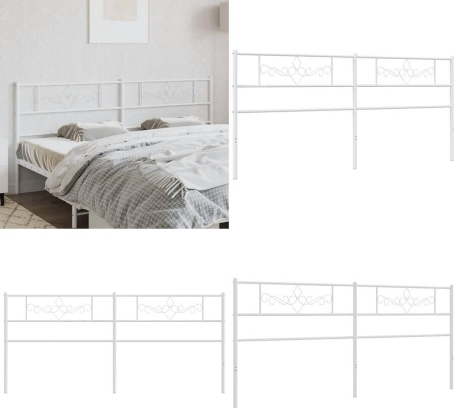 VidaXL Hoofdbord 193 cm metaal wit Hoofdbord Hoofdborden Hoofdbord Bed Hoofdeinde Bed - Foto 2