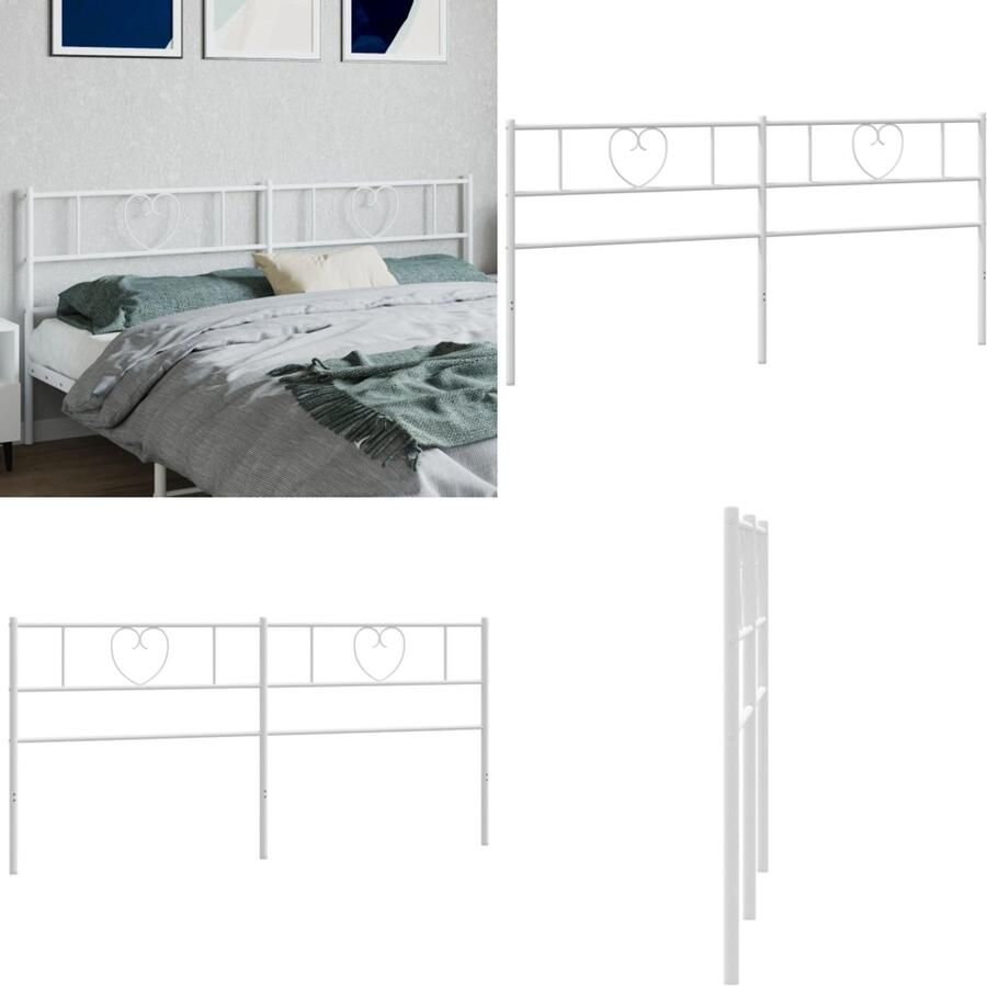 VidaXL Hoofdbord 193 cm metaal wit Hoofdbord Hoofdborden Hoofdbord Bed Hoofdeinde Bed