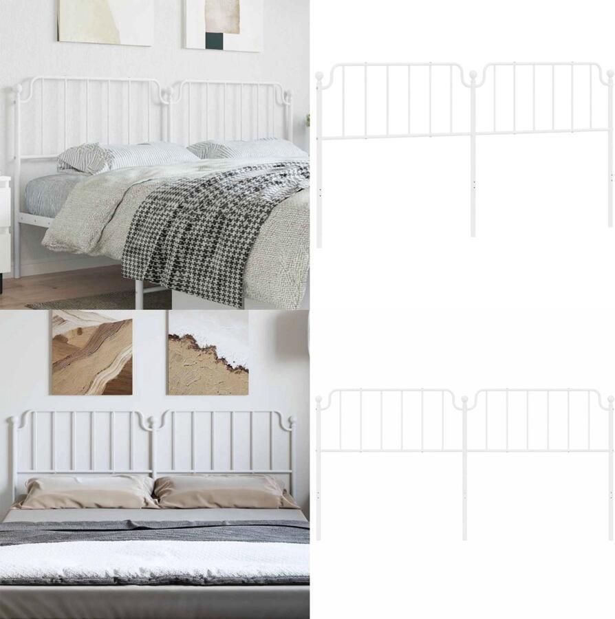 VidaXL Hoofdbord 193 cm metaal wit Hoofdbord Hoofdborden Hoofdeinde Metalen Hoofdbord