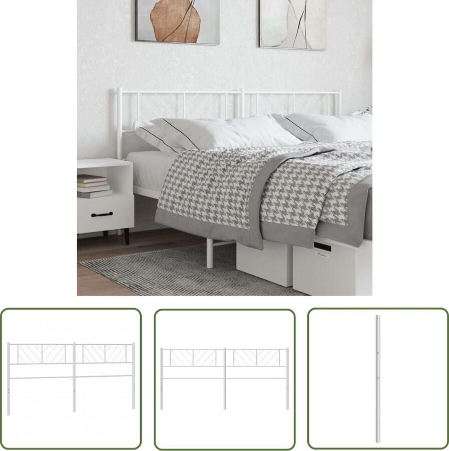 The Living Store Klassiek Hoofdbord Staal 198 x 90 cm Robuuste constructie Hoofdbord Klassiek Hoofdbord Metalen Hoofdbord Witte Hoofdbord Beddecoratie