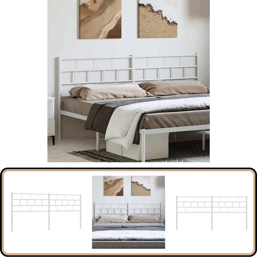 VidaXL Hoofdbord 193 cm Metaal Wit Hoofdbord Klassiek Hoofdbord Staal Hoofdbord Witte Hoofdbord Beddecoratie