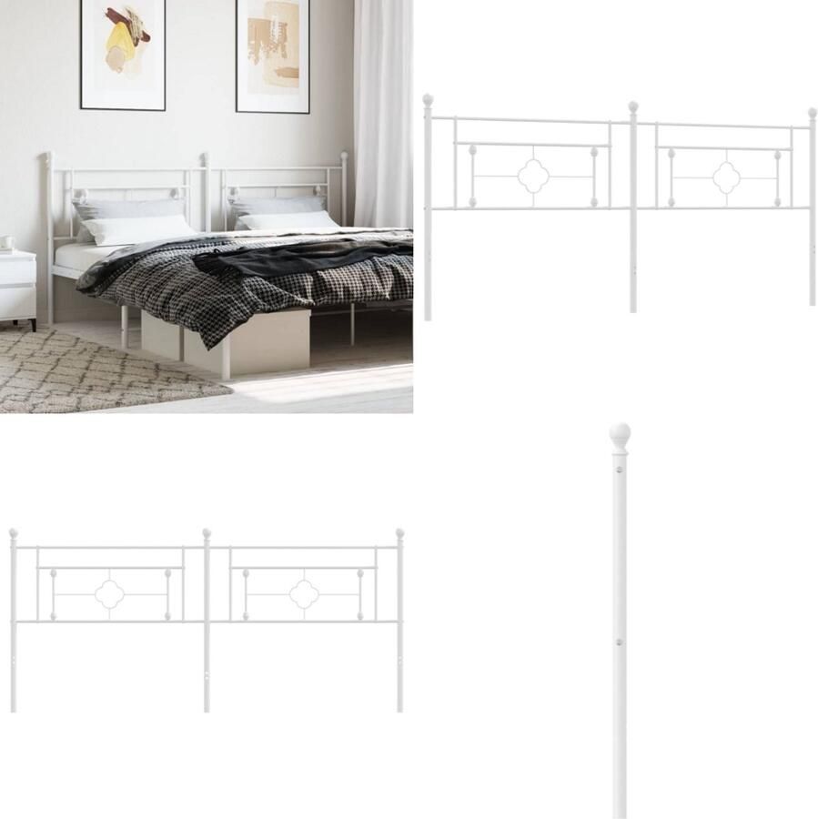 VidaXL Hoofdbord 193 cm metaal wit Hoofdeinde Hoofdeinden Hoofdeinde Bedhoofdeinde