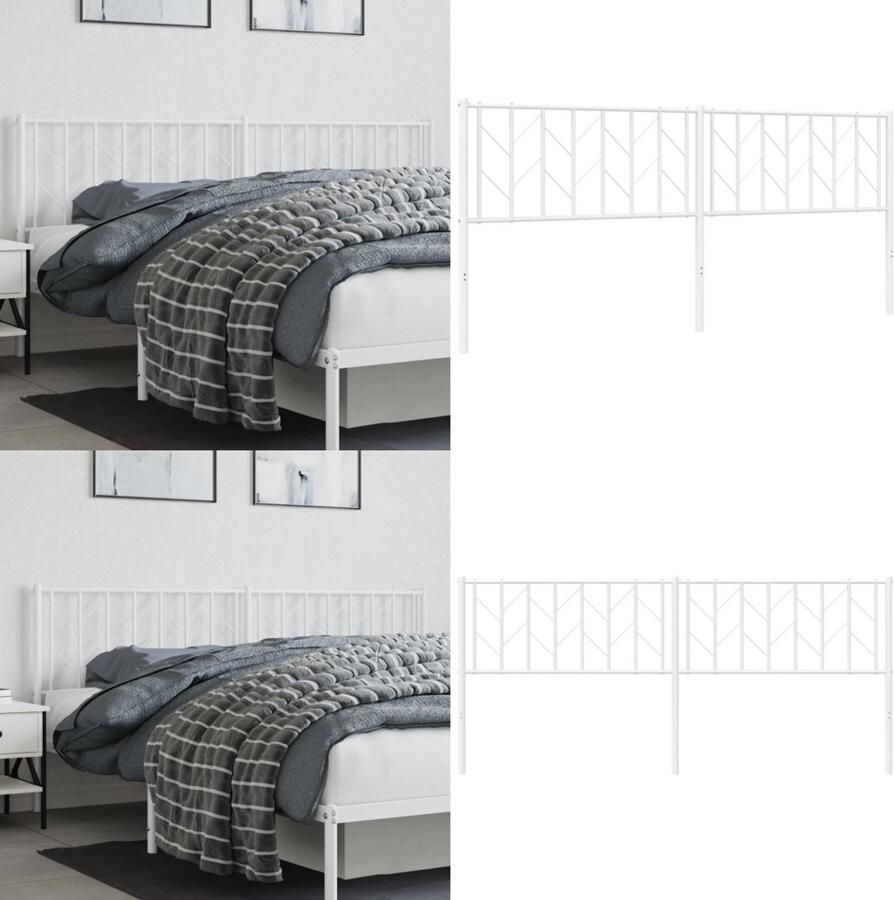 VidaXL Hoofdbord 193 cm metaal wit Hoofdeinde Hoofdeinden Hoofdeinde Bedhoofdeinde