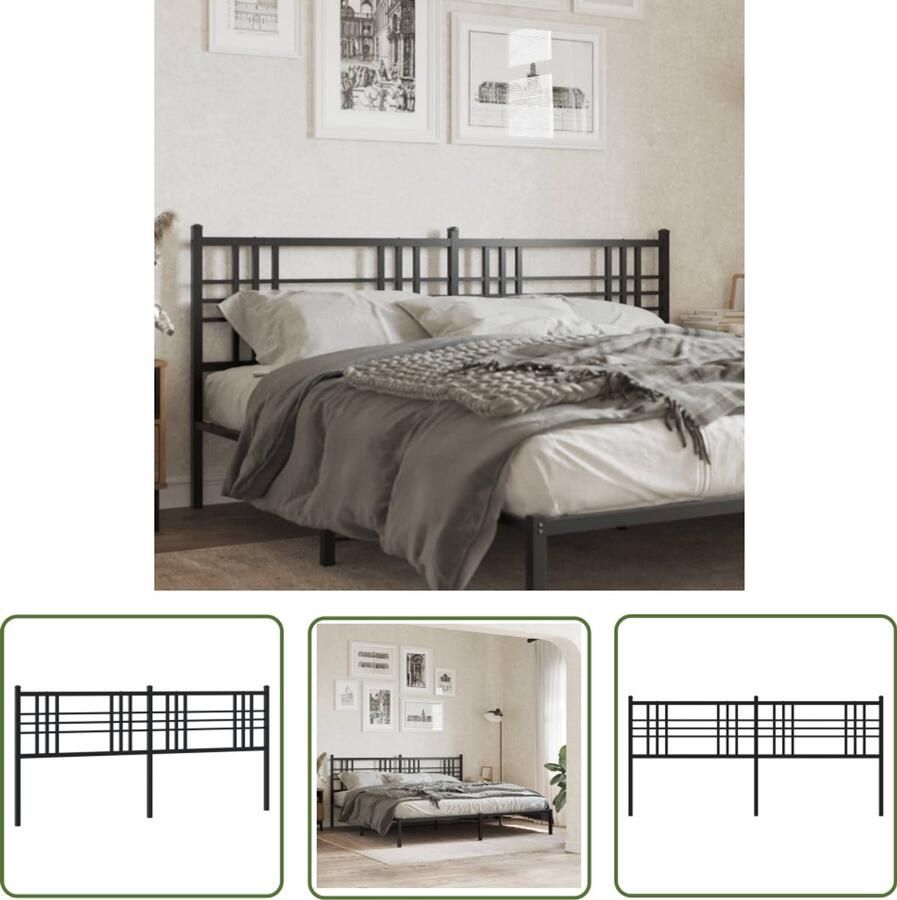 VidaXL Hoofdbord 193 cm Metaal Zwart Hoofd Bord Hoofdbord Beddecoratie Staal Headboard Zwart Hoofdbord