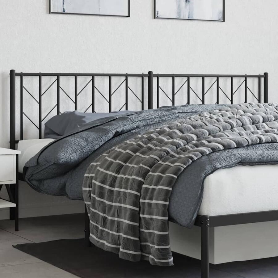 VidaXL Hoofdbord 193 cm Metaal Zwart
