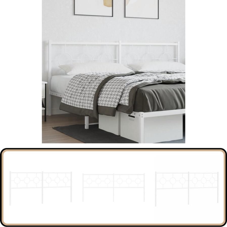 VidaXL Hoofdbord 193 cm Staal Wit Hoofdbord Beddecoratie Hoofdbekleding Staal Wit