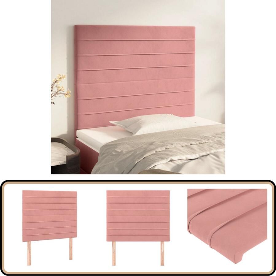 VidaXL Hoofdbord 2 stuks 90x5x78 88 cm Roze Fluweel Hoofd Bord Beddecoratie Hoofdeinde Velvet Roze Klassiek Bedroom Decor