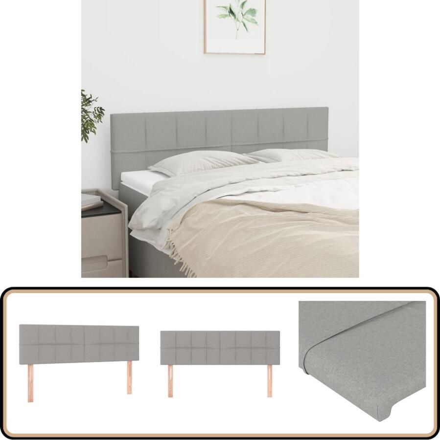 VidaXL Hoofdbord 2 stuks Lichtgrijs 72x5x78 88 cm Hoofd Bord Hoofdkussen Bedkleden Slaap Accessoires Kamer Decoratie Slaapkamer Meubels Stoffen Hoofdborden