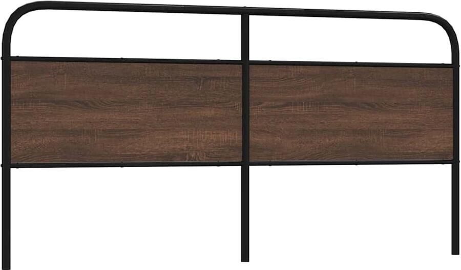 VidaXL Hoofdbord 200 cm bewerkt hout en staal bruin eikenkleurig - Foto 2