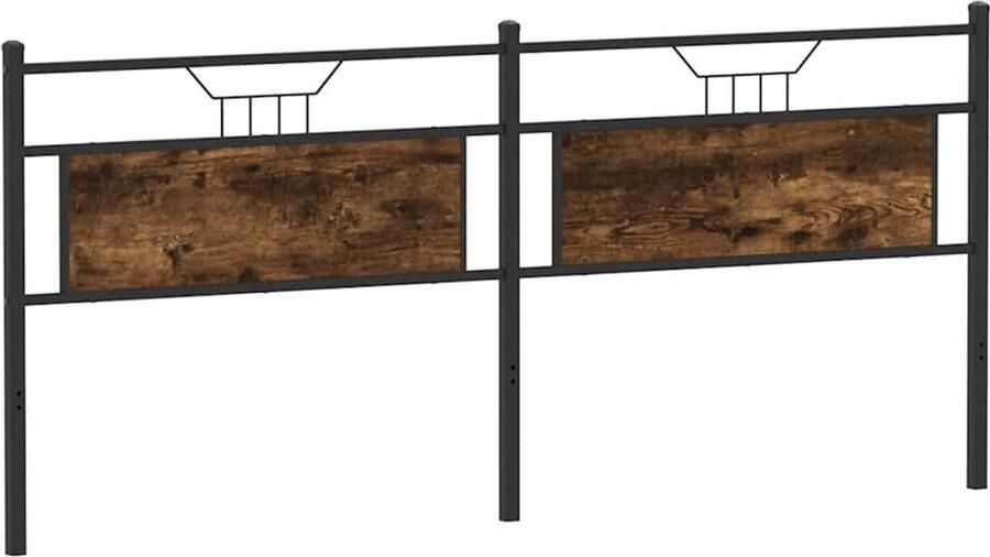 VidaXL Hoofdbord 200 cm bewerkt hout en staal gerookt eikenkleurig