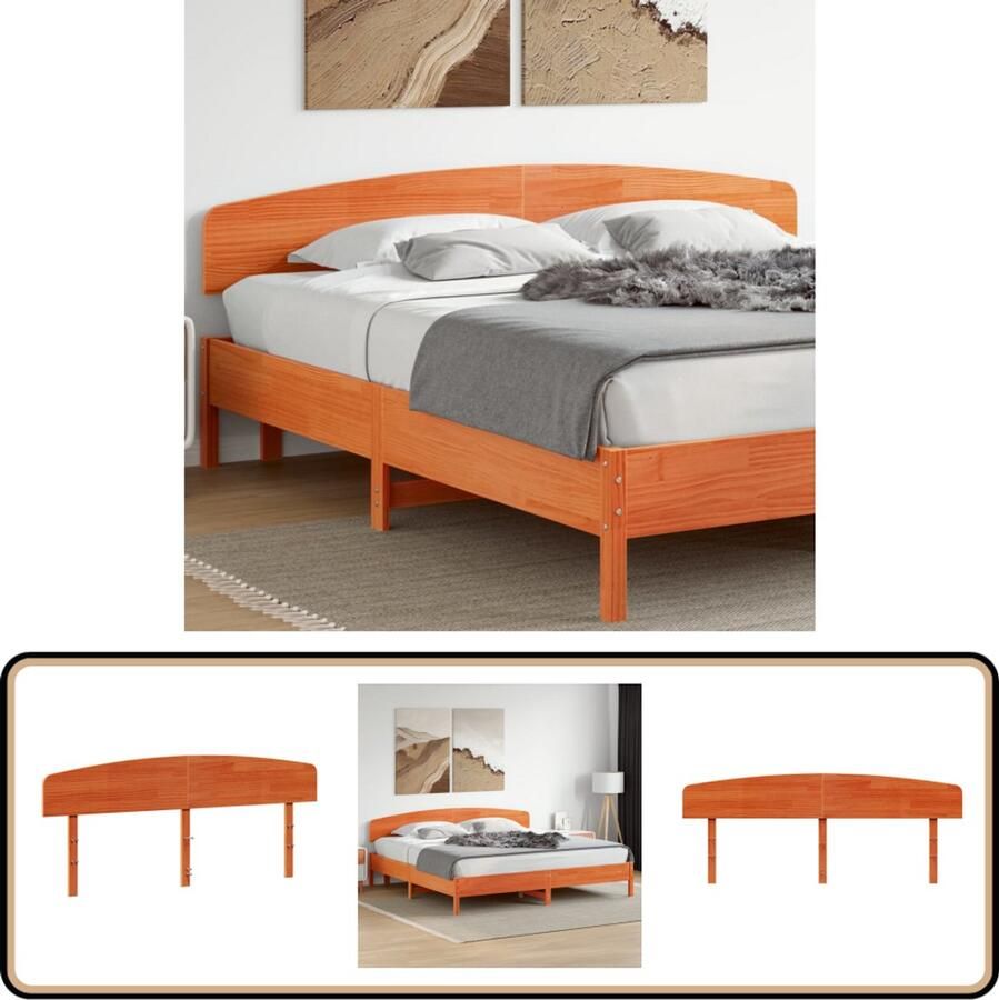 VidaXL Hoofdbord 200 cm Massief Grenenhout Wasbruin Hoofd Bord Beddecoratie Hoofdbord Hout Grenenhout Bruine Hoofdbord