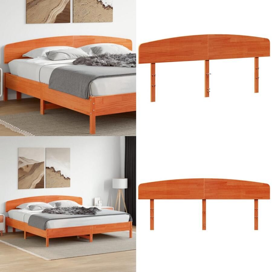 VidaXL Hoofdbord 200 cm massief grenenhout wasbruin Hoofdbord Hoofdborden Bed Hoofdbord Bedhoofdbord