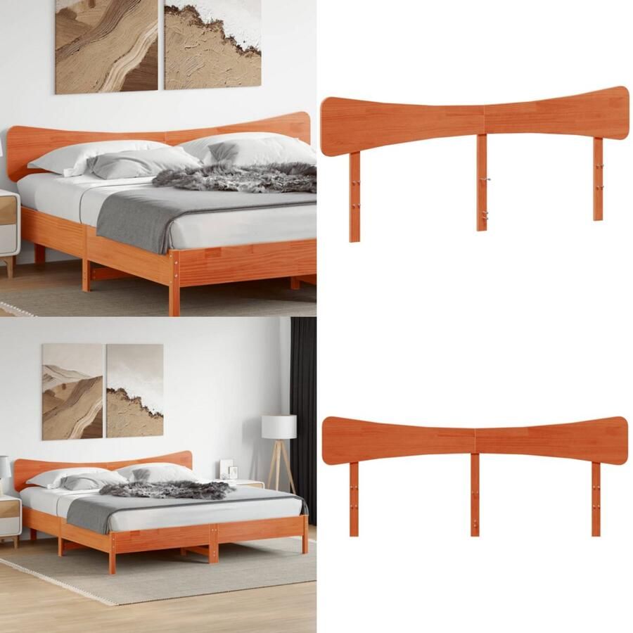 VidaXL Hoofdbord 200 cm massief grenenhout wasbruin Hoofdbord Hoofdborden Bed Hoofdbord Bedhoofdbord