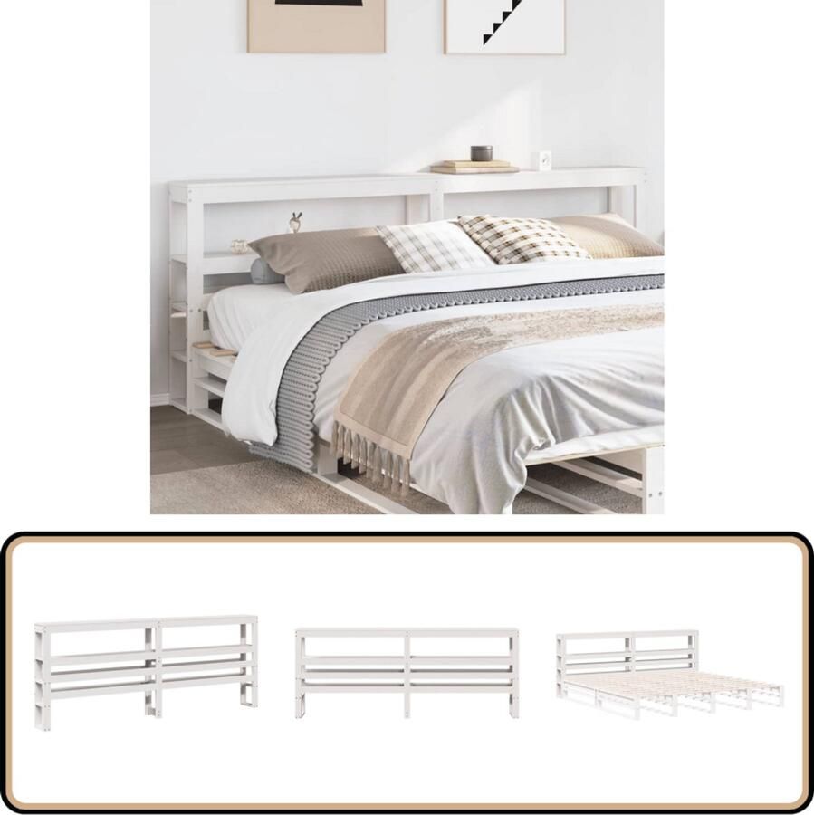 VidaXL Hoofdbord 200 cm Massief Grenenhout Wit Hoofdbord Hoofdbekleding Houten Hoofdbord Grenenhout Wit Hoofdbord