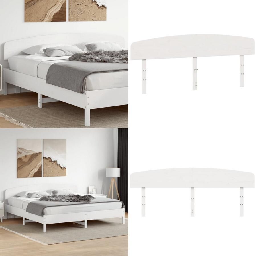VidaXL Hoofdbord 200 cm massief grenenhout wit Hoofdbord Hoofdborden Bed Hoofdbord Bedhoofdbord