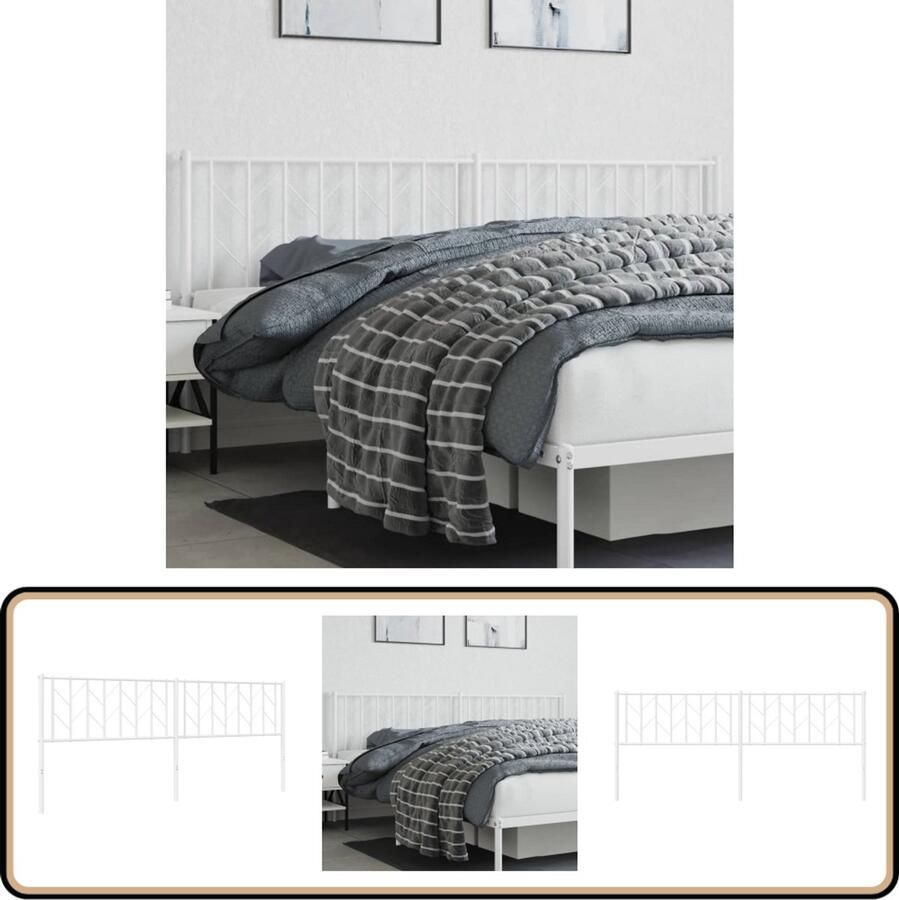 VidaXL Hoofdbord 200 cm metaal Wit Hoofd Bord Hoofdeinde Beddecoratie Staal Wit Modern Minimalistisch Elegant Comfortabel Leeshoek Tv Hoek Slaapkamervloerisolator