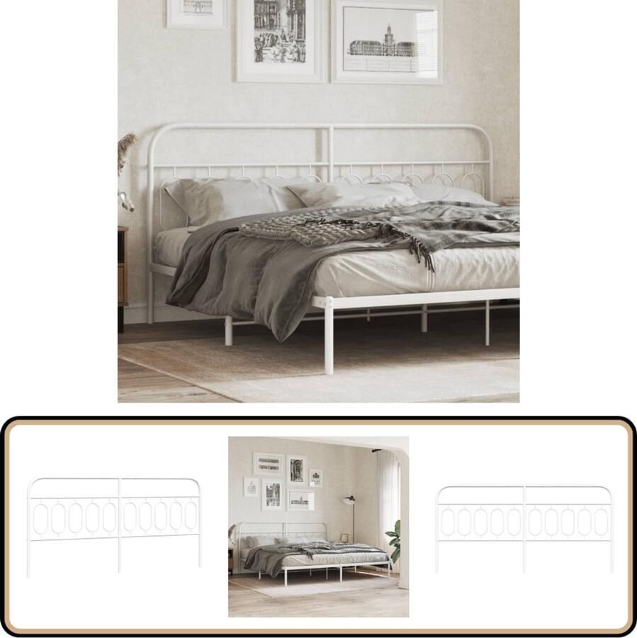 VidaXL Hoofdbord 200 cm Metaal Wit Hoofdbord Hoofdbed Beddecoratie Staal Hoofdbord Wit Hoofdbord