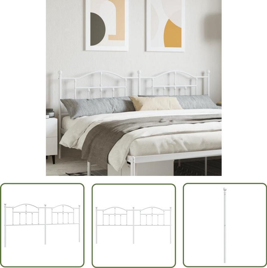 VidaXL Hoofdbord 200 cm Metaal Wit Hoofdbord Hoofddekking Beddecoratie Klassiek Hoofdbord Staal Hoofdbord Wit Hoofdbord Bedroom Decor