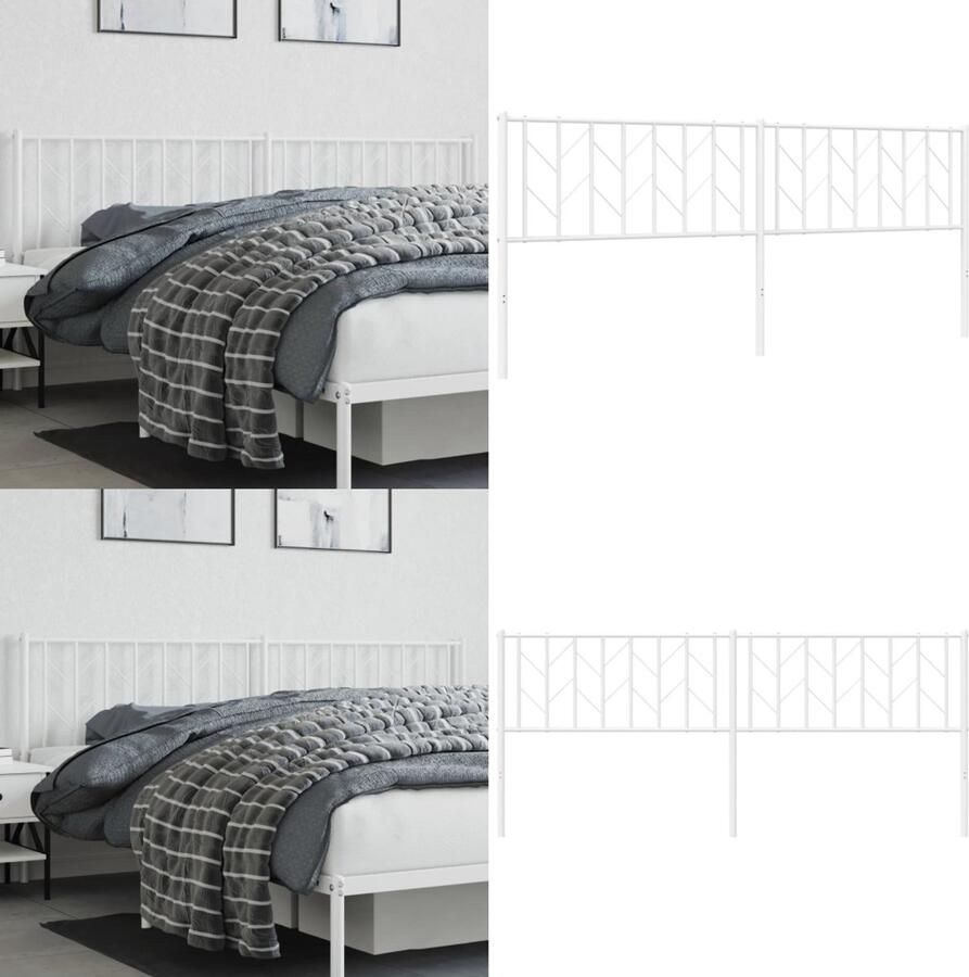VidaXL Hoofdbord 200 cm metaal wit Hoofdeinde Hoofdeinden Hoofdeinde Bedhoofdeinde