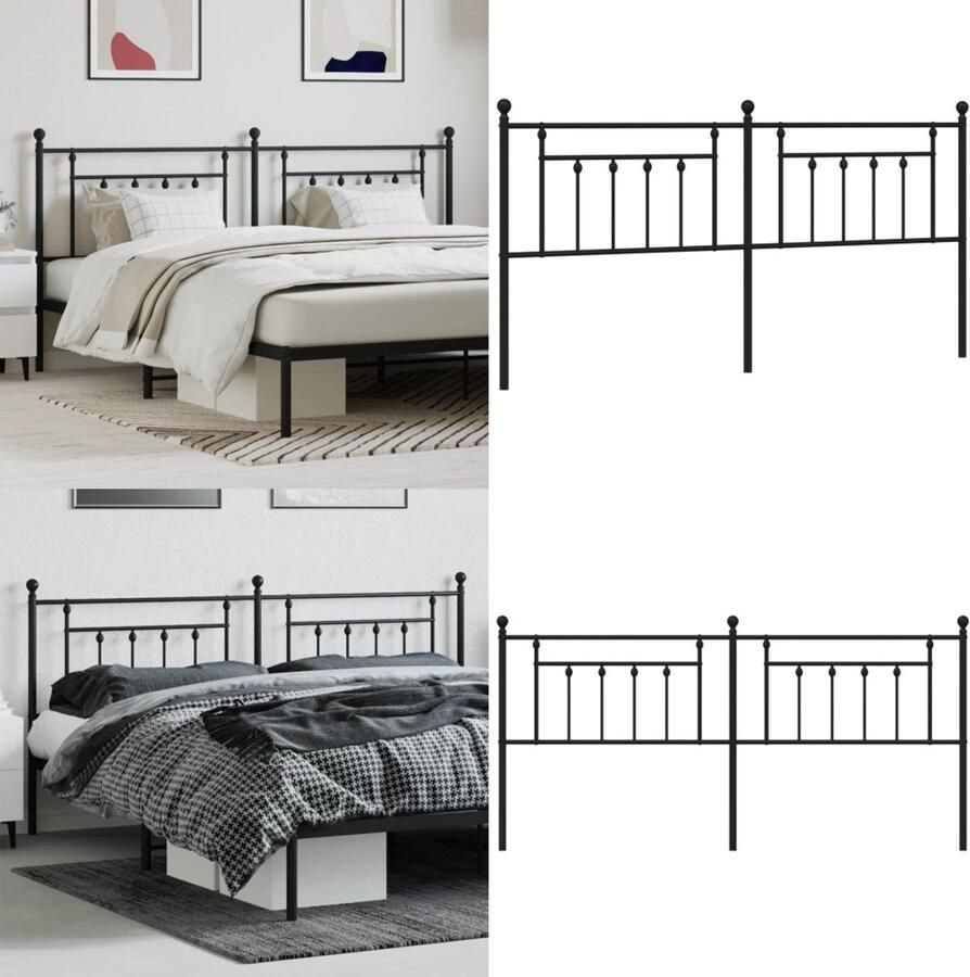 VidaXL Hoofdbord 200 cm metaal zwart Hoofdbord Hoofdborden Hoofdeinde Metalen Hoofdbord
