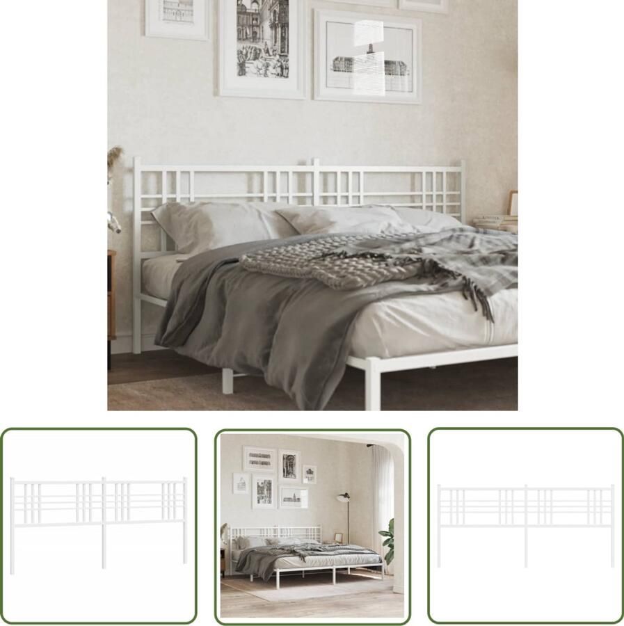 VidaXL Hoofdbord 200 cm Wit Metaal Hoofd Bord Hoofdkussen Beddecoratie Staal Hoofdbord Wit Hoofdbord Moderne Hoofdbord Classic Hoofdbord Slaapkamers Decoreren Luxe Hoofdbord Comfortabel Hoofdbord Bed Verhogen
