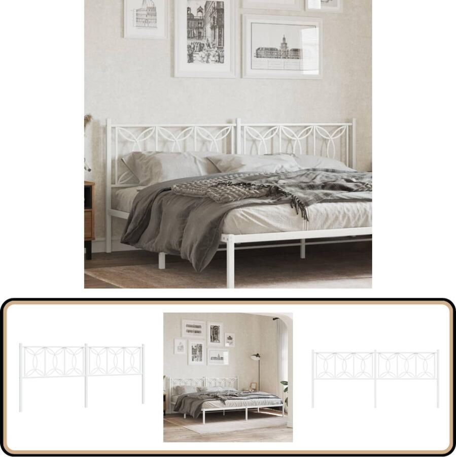 VidaXL Hoofdbord 200 cm Wit Staal Modern design Hoofd Bord Hoofdbord Bed Frame Beddecoratie Slaapkamervloerisolator