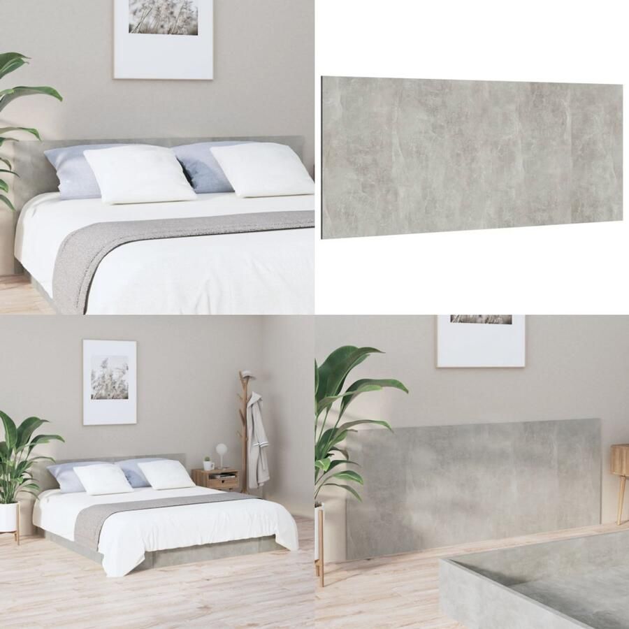 VidaXL Hoofdbord 200x1-5x80 cm bewerkt hout betongrijs Hoofdbord Hoofdborden Hoofdeinde Houten Hoofdbord