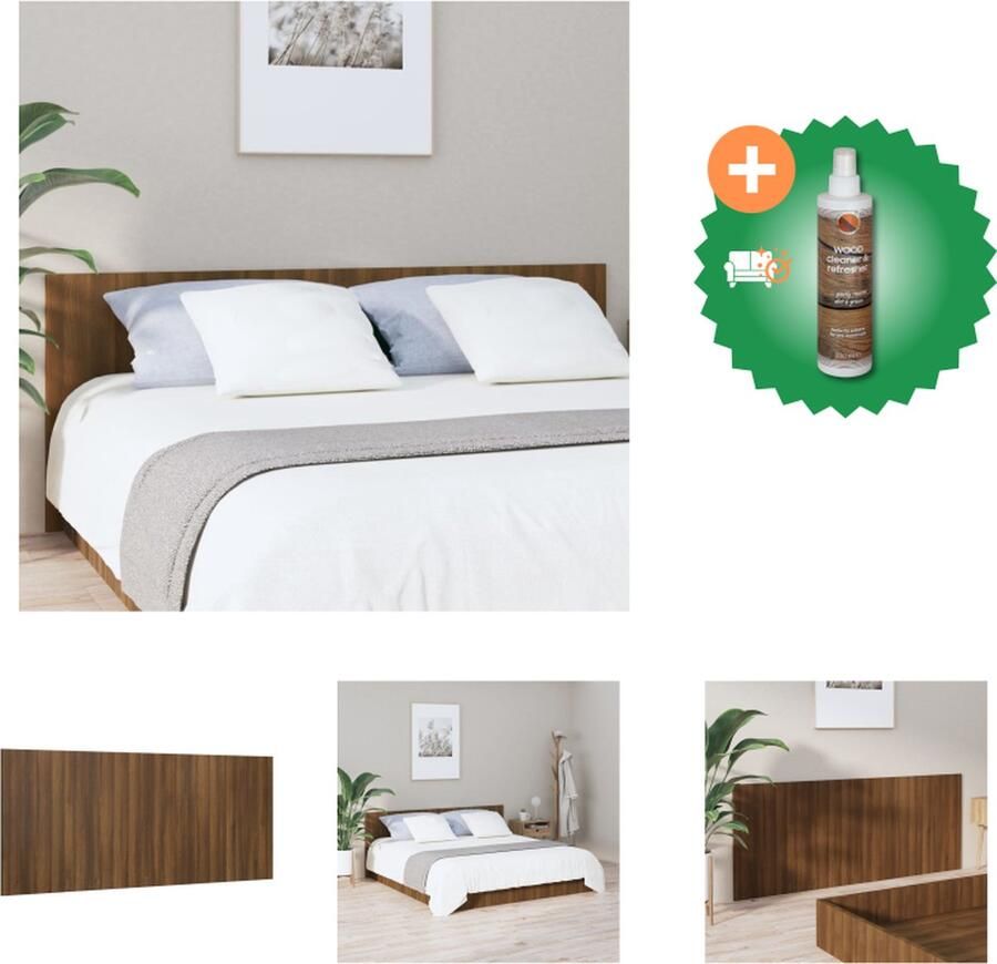 VidaXL Hoofdbord 200x1-5x80 cm bewerkt hout bruineikenkleurig Bedonderdeel Inclusief Houtreiniger en verfrisser