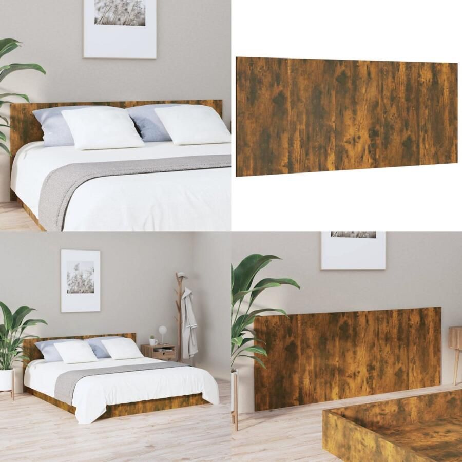 VidaXL Hoofdbord 200x1 5x80 cm bewerkt hout gerookt eikenkleurig Hoofdbord Hoofdborden Hoofdeinde Houten Hoofdbord