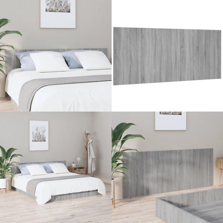 VidaXL Hoofdbord 200x1 5x80 cm bewerkt hout grijs sonoma eikenkleurig Hoofdbord Hoofdborden Hoofdeinde Houten Hoofdbord