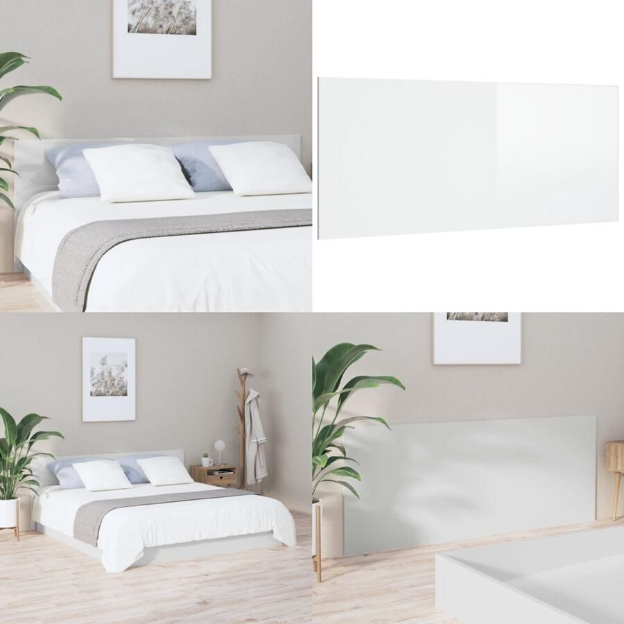 VidaXL Hoofdbord 200x1 5x80 cm bewerkt hout hoogglans wit Hoofdbord Hoofdborden Hoofdeinde Houten Hoofdbord