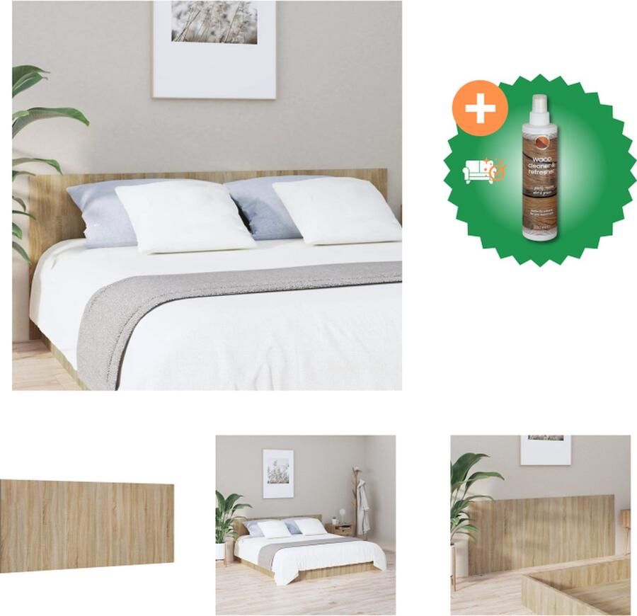 VidaXL Hoofdbord 200x1-5x80 cm bewerkt hout sonoma eikenkleurig Bedonderdeel Inclusief Houtreiniger en verfrisser