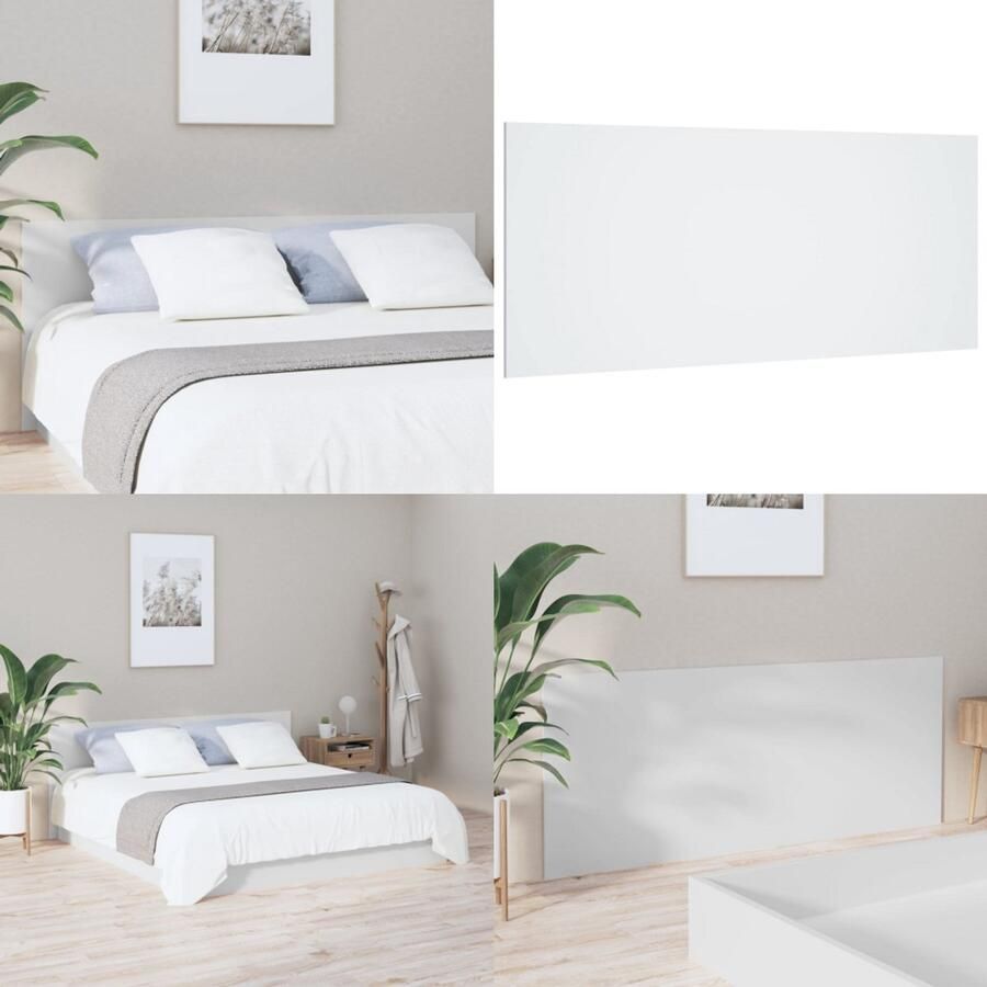 VidaXL Hoofdbord 200x1-5x80 cm bewerkt hout wit Hoofdbord Hoofdborden Hoofdeinde Houten Hoofdbord